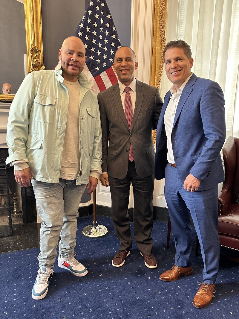 Kevin Morra and Fat Joe with Hakeem Jeffries
